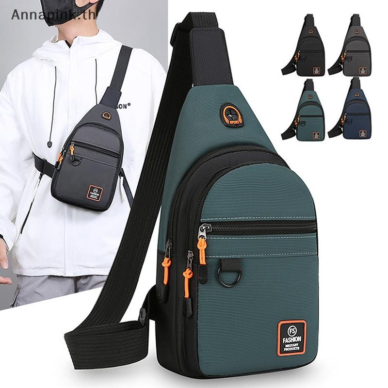 Ank Fashion Mens Chest Bag Handbag Lightweight Oxford Fabric Crossbody Shoulder Bag Stylish Casual เอวแพ็คชายกระเป๋าหน้าอก EN