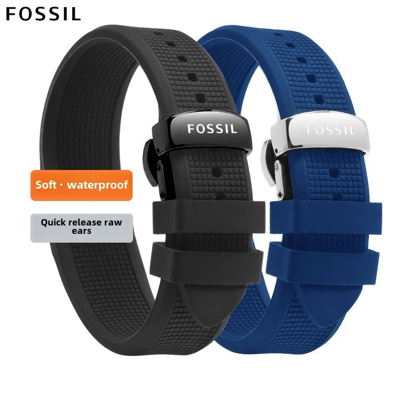 14/16/20/22/24 มม.ซิลิโคนสําหรับ Fossil นาฬิกาผีเสื้อสายคล้องคอ FS52327/FS5132/FS5241 ยางกันน้ํานาฬิกาสร้อยข้อมือ