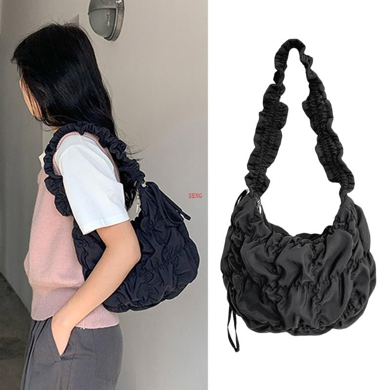 Seng Women Cloud Bag Casual Shoulder Bag Solid Color Crossbody Bag Commuting Bag