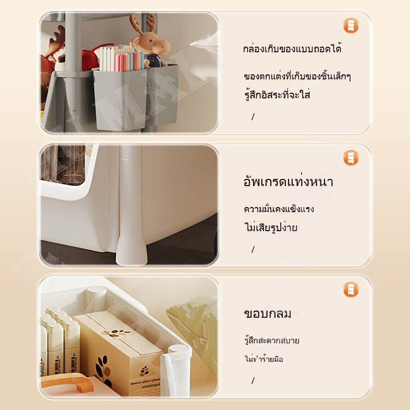 ชั้นวางของพลาสติก 3/4/5ชั้นวางหนังสือ ในครัว ชั้นวางของล้อเลื่อน ชั้นวางเอนกประสงค์ ชั้นหนังสือ - รูปที่ 7