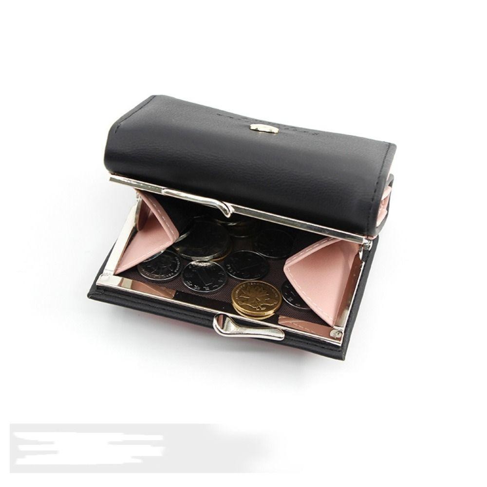 Uumir ผู้ถือบัตรเครดิต,สีทึบ Hasp Design ผู้หญิงกระเป๋าสตางค์สั้น, PU หนัง Loving Heart กระเป๋าใส่เหรียญผู้หญิงสาว