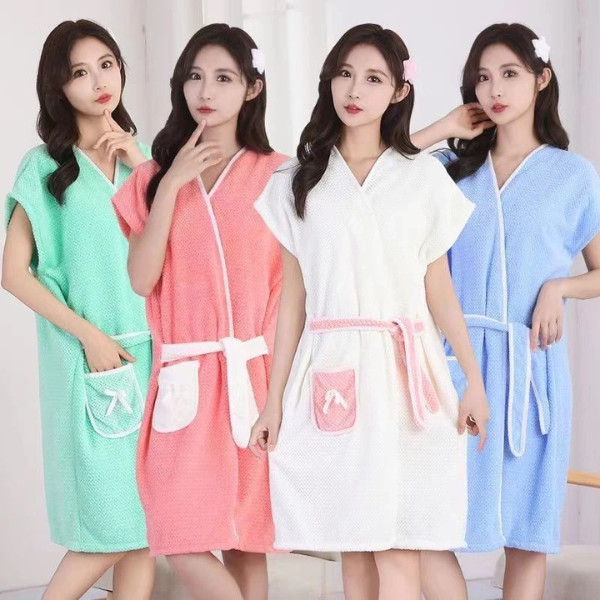 🥝กีวีน่ารัก🥝 ผ้าขนหนูคลุมอาบน้ำ เนื้อผ้านิ่มสบาย เช็ดตัว+เสื้อคลุม ดูดซับน้ำได้ดี พร้อมส่ง
