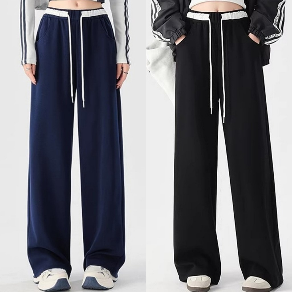 Suysuy พร้อมส่ง กางเกงวอร์ม ขายาว เอวยางยืด รุ่นมีเชือกรูด กระเป๋าสองข้าง เนื้อผ้านุ่มนิ่ม ใส่สบายมาก สไตล์ลำลอง