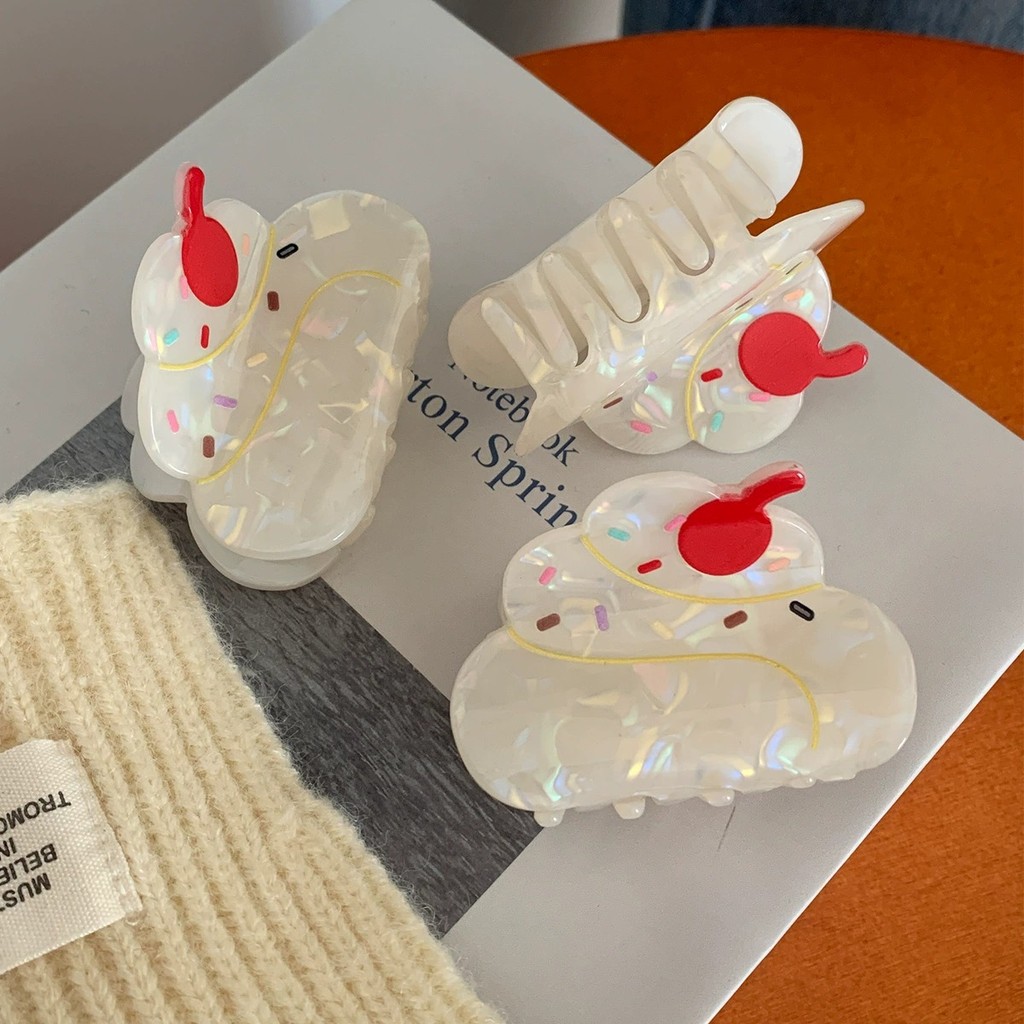 ✨✨✨ส่งฟรี ✨✨✨Ins สาวเกาหลีครีมเค้กคลิปฉลามอารมณ์หวานกิ๊บเรียบง่าย Barrette ผู้หญิงแฟชั่น Retro Accessiies - รูปที่ 4