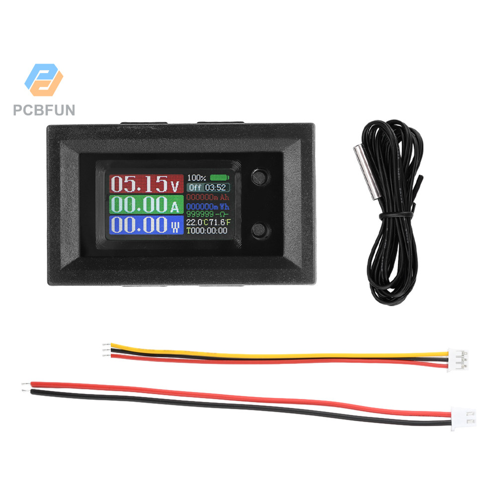 Pcbfun 0.96 นิ้วหน้าจอสีแหล่งจ่ายไฟแรงดันต่ํารุ่น 9 in 1 แรงดันไฟฟ้าปัจจุบัน Power Meter มัลติฟังก์ชั่น DC 4-30V 10A