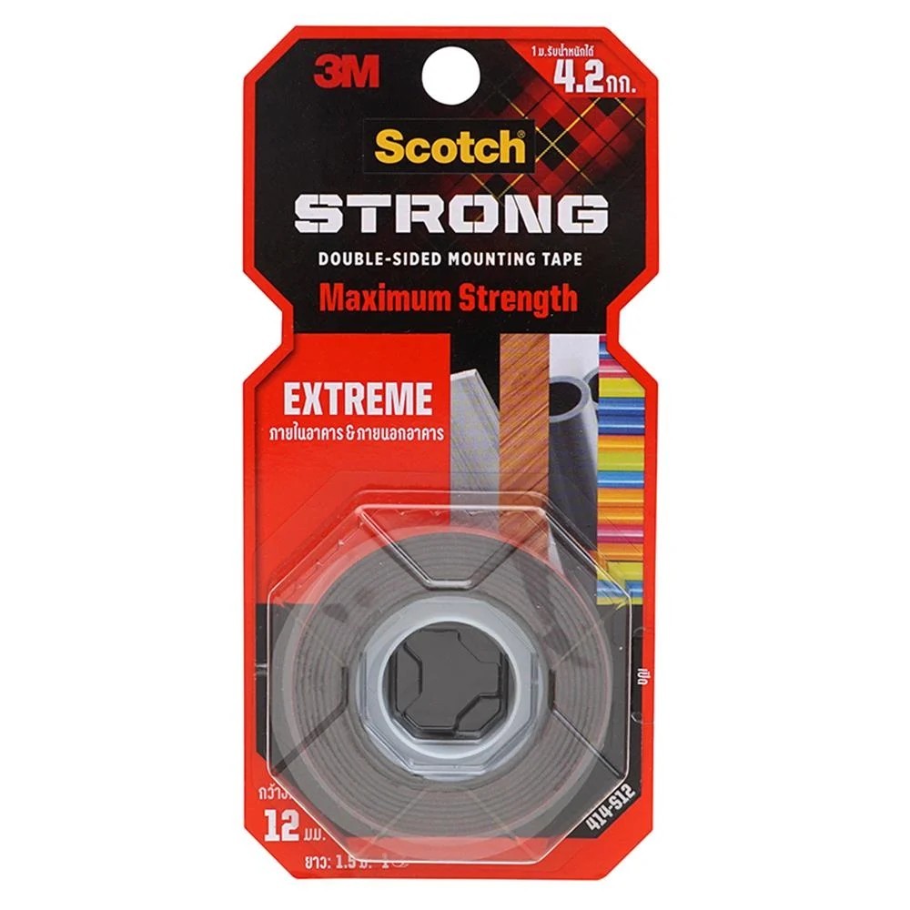3M เทปกาว 2 หน้า แรงยึดสูง 12 มม. x 1.5 ม. เทปกาวสองหน้าชนิดแรงยึดติดสูงพิเศษ 3เอ็ม เทปกาว 2 หน้า ราคา ถูกที่สุด ดีลบีเคเค แกลเลอรีภาพที่ 2