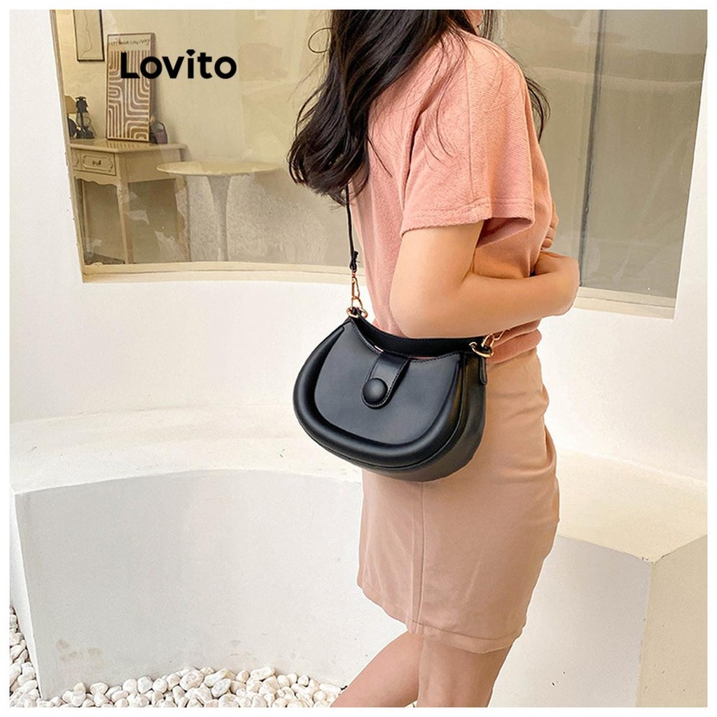 Lovito กระเป๋าสะพายข้าง Hle สีมาการอง เรียบง่าย ดีไซน์ทันสมัย เรียบง่าย น่ารัก กระเป๋าสะพายไหล่ขนาดเล็กสำหรับผู้หญิง LFA71275