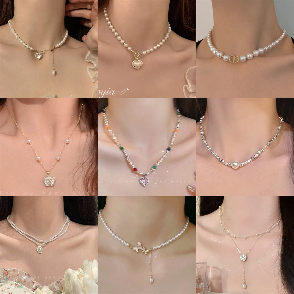 สร้อยคอวินเทจฝรั่งเศส Retro Chic แฟชั่นผู้หญิงเฉพาะ High-end Design Collarbone โซ่คออุปกรณ์เสริม/ShopeeGlobal