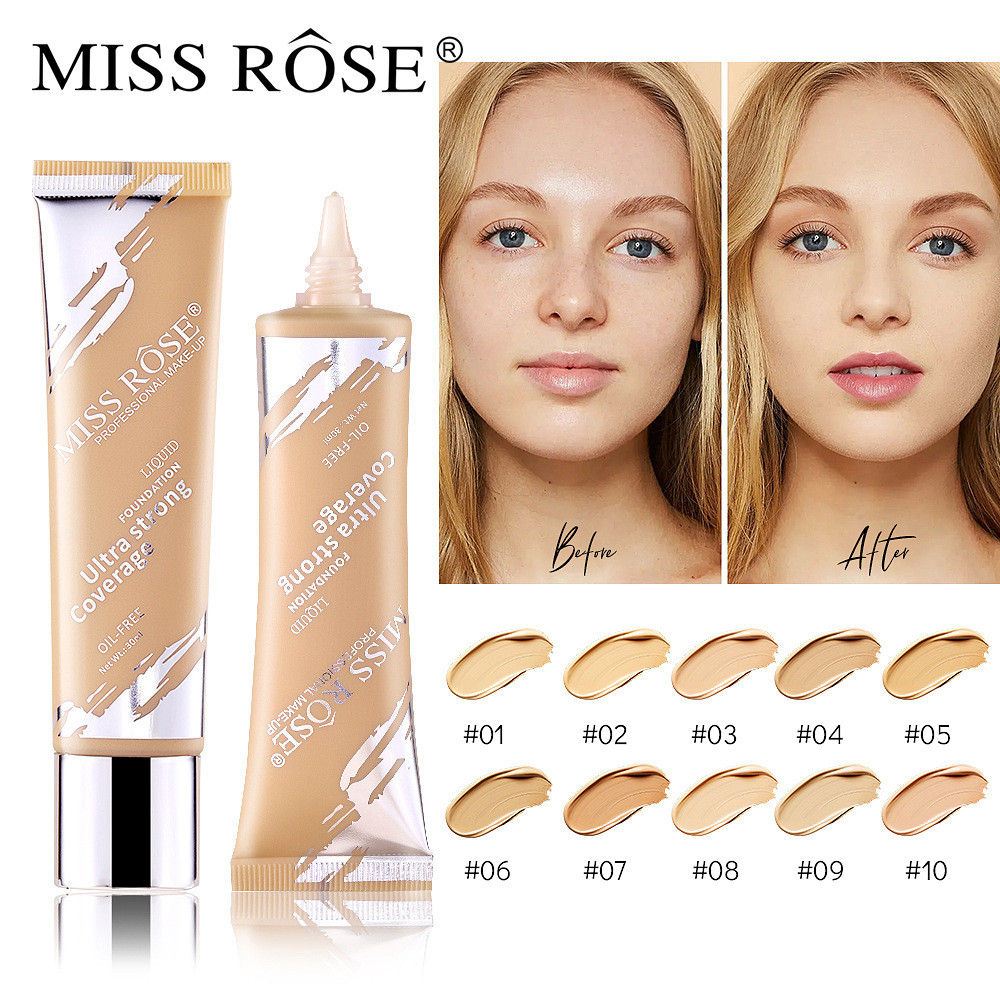 Miss Rose ครีมรองพื้นควบคุมความมันและปกปิดได้ยาวนานเป็นธรรมชาติ เกลี่ยง่าย 30มล.