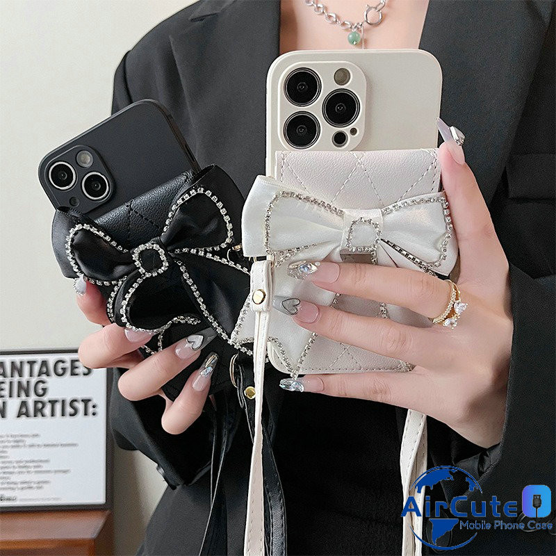 เคส For Xiaomi Redmi Note 14 13 12 11 11S 10 10S 9 9S 8 7 Pro+ Plus 4G 5G Redmi 14C 13 13C 12 12C 10 10C 10A 9 9A 9T 9C A1 A2 A2+ A3 Plus MI 14T 13T 12T 11T Pro Protect Camera 3D Bling Bow Flip Card Wallet Change Purse Soft Case With Lanyard