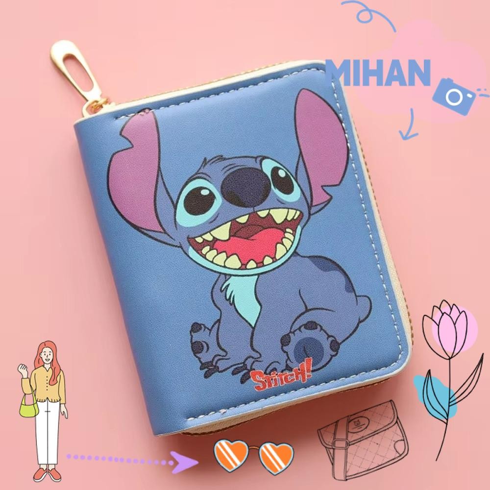 Mh กระเป๋าสตางค์กระเป๋าเงิน, PU หนัง Kawaii Stitch กระเป๋าใส่เหรียญเงิน,อะนิเมะ Figures Tote กระเป๋ากระเป๋าถือบัตรเครดิต Holoder เด็กของขวัญวันเกิด