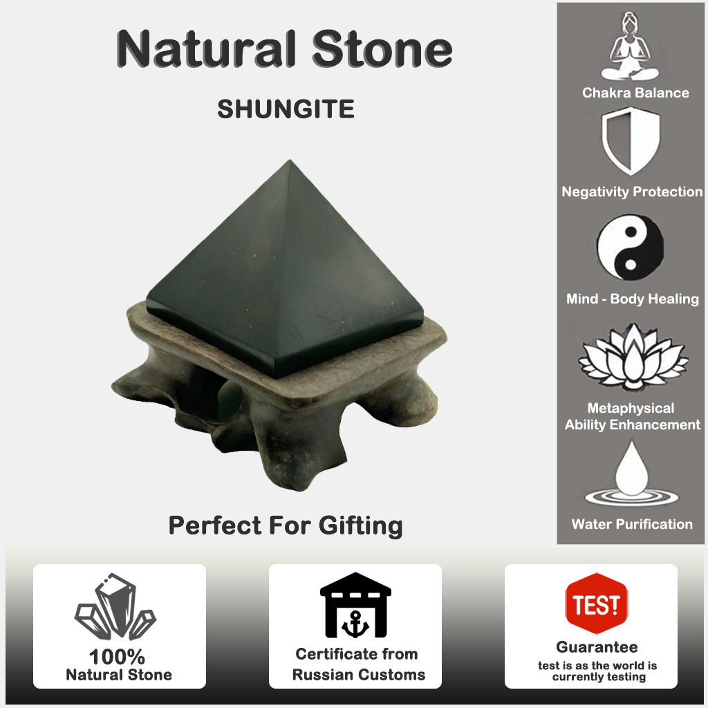 รัสเซีย Shungite pyramid บ้าน/เครื่องประดับตกแต่งสํานักงาน: 5G EMF-การป้องกัน,พลังงานสูง,ของขวัญอัญมณี