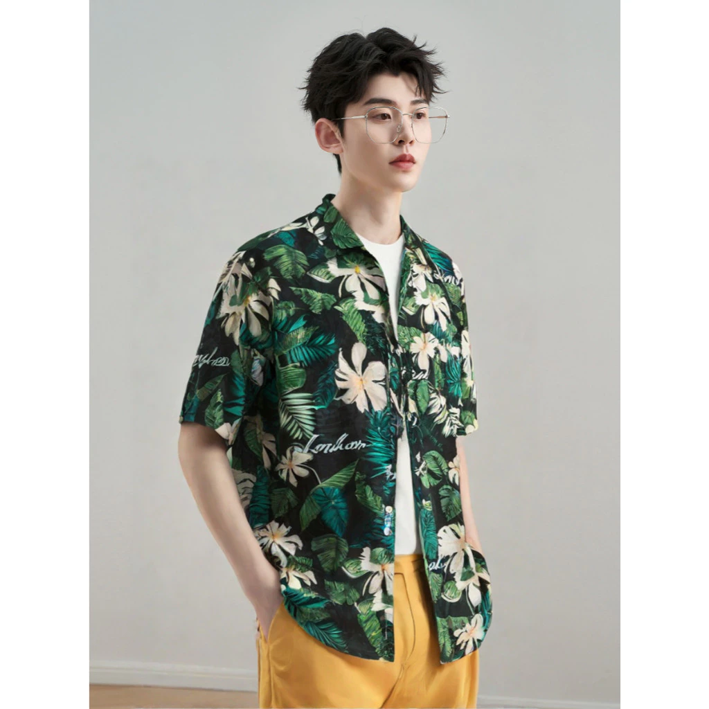 เสื้อฮาวายลายดอก คอปกแขนสั้น กระดุมหน้า ผู้ชาย thumbnail 8