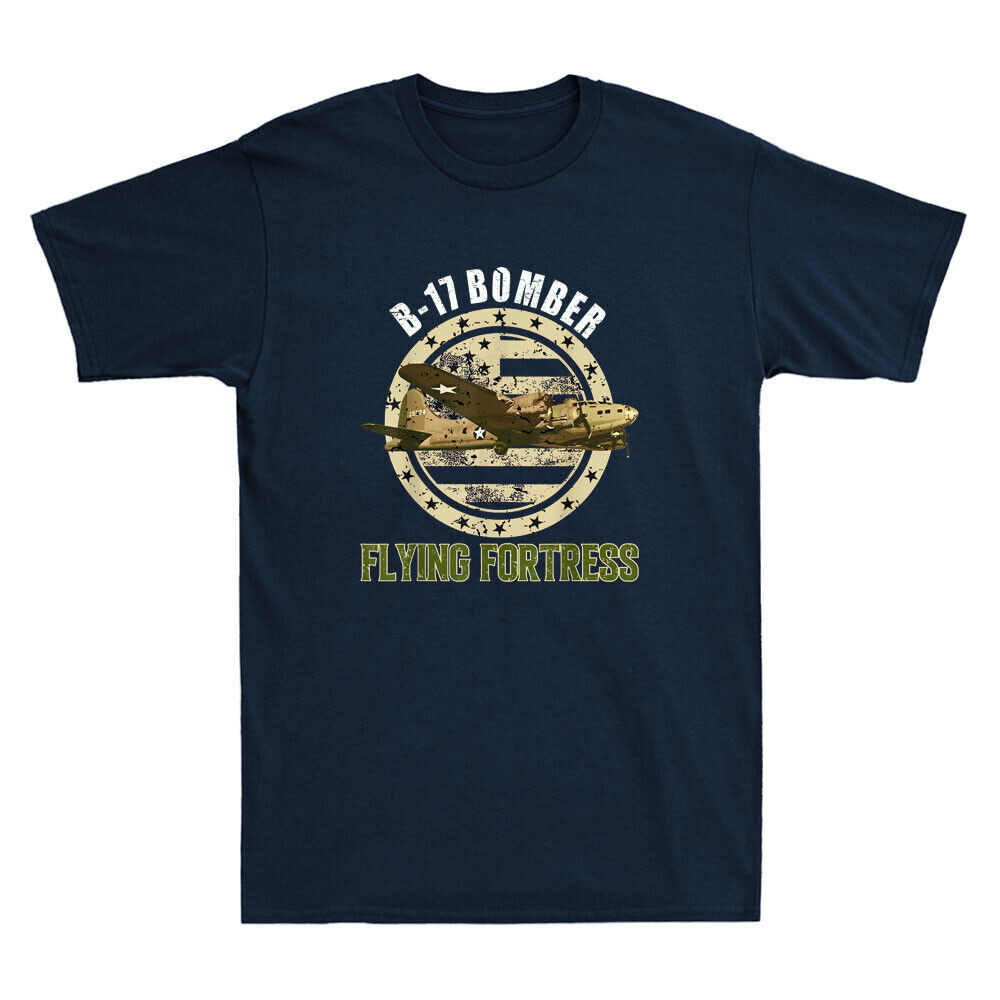 B-17 Bomber Flying Fortress World War 2 เครื่องบิน Vintage เสื้อยืดผู้ชายสีดํา