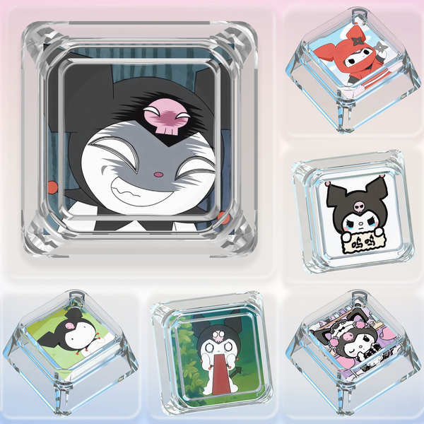 keycap ใส คีย์แคปใส Kuromi Keycap Kuromi น่ารักคีย์บอร์ดแบบกลไกที่ไม่ซ้ํากัน Emoticon Pack Single Ku