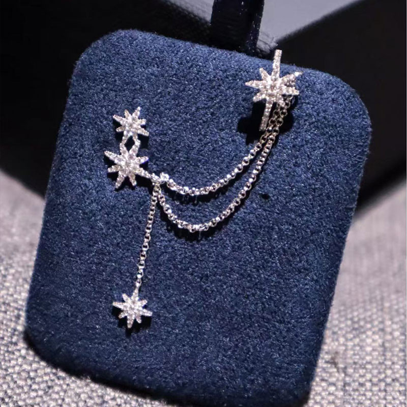 APM Monaco Hexagram Meteor Ear Bone Clip 925 Silver Star ต่างหูหรูหราต่างหู