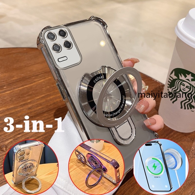 [3 In 1]เคสสําหรับRealme 8 pro 4g realme 8 5g Softcaseซิลิโคนกันกระแทกออกแบบใหม่ความงามเชือกเส้นเล็กกระจกแต่งหน้าพร้อมที่วางSJSFDD04