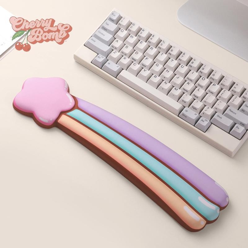 (Cherry Bomb) Star Rainbow Mouse Pad Holder Keyboard Wrist Rests Cushion for Computer Office PC, Laptop Desktop. ใหม่