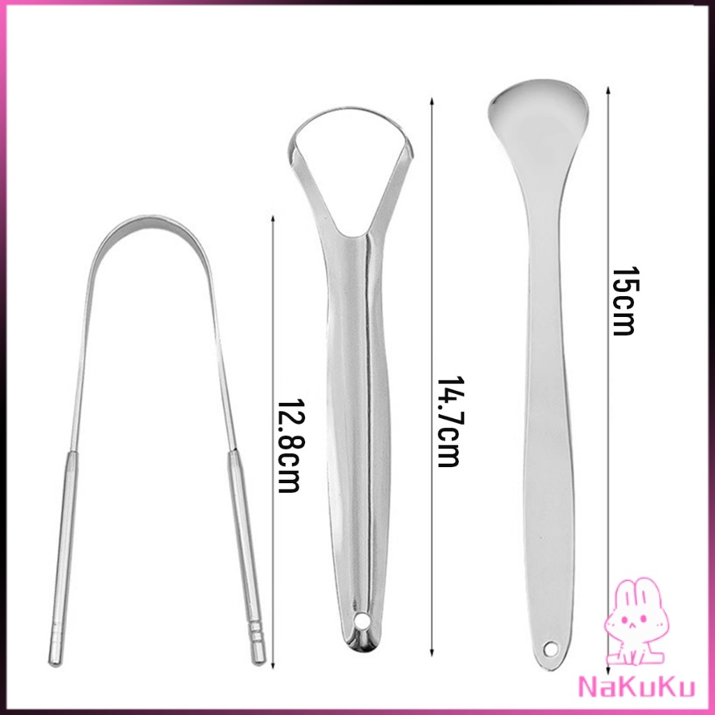 NKK ที่ขูดลิ้น สเตนเลส รูปตัว U เซตขูด เคลือบ แบบพกพา พร้อมส่งในไทย tongue cleaning