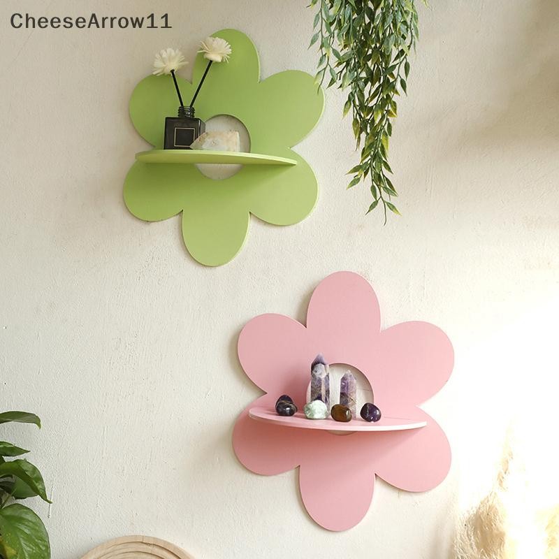 Che ดอกไม้รูปร่างผู้ถือผนังไม้ Wall Art ตกแต่งผนังลอยชั้นวางพืชสําหรับห้องน้ําห้องนั่งเล่นของขวัญ TH