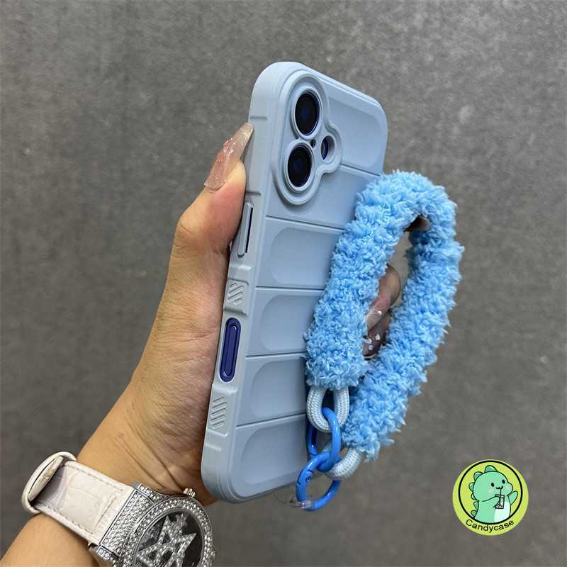 ปลอกPlushสําหรับVivo iQOO Z9S Pro Z9 Turbo Z9X Z7 Pro Z7i 5G 4G Simple 3Dฝาครอบน่ารักการ์ตูนCandyสีสายรัดข้อมือกันกระแทกSlip Matte Soft Case