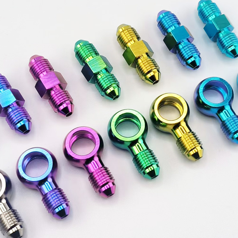 Gr5 TC4 ไทเทเนียมท่อเบรคอุปกรณ์อะแดปเตอร์ AN3-AN3 สายเบรคคลัทช์สายอะแดปเตอร์ fitting เบรคปรับ