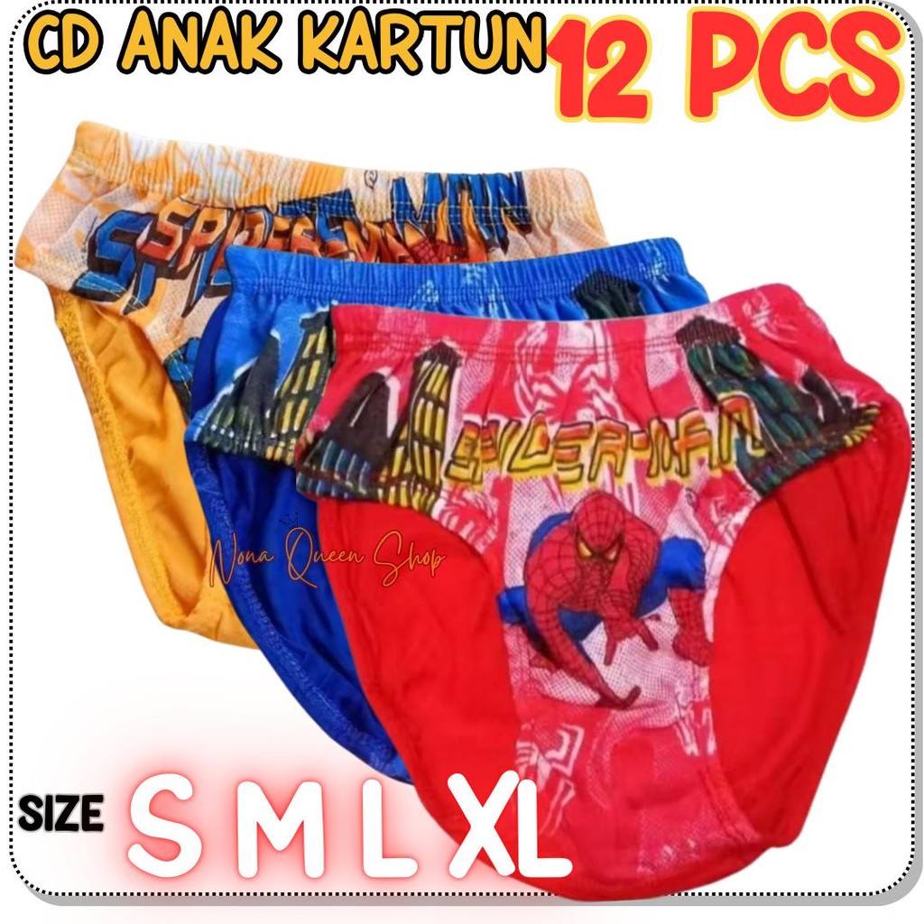 กางเกงชั้นใน CD 12 ชิ้นสําหรับเด็กการ์ตูน 1-8 ปี