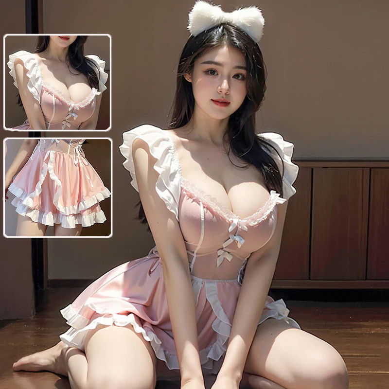 Mn Kawaii Lolita Dress Maid Plus Size Skirt Cute Big Bow Girl Dress Cosplay Costumes Clothing Party 