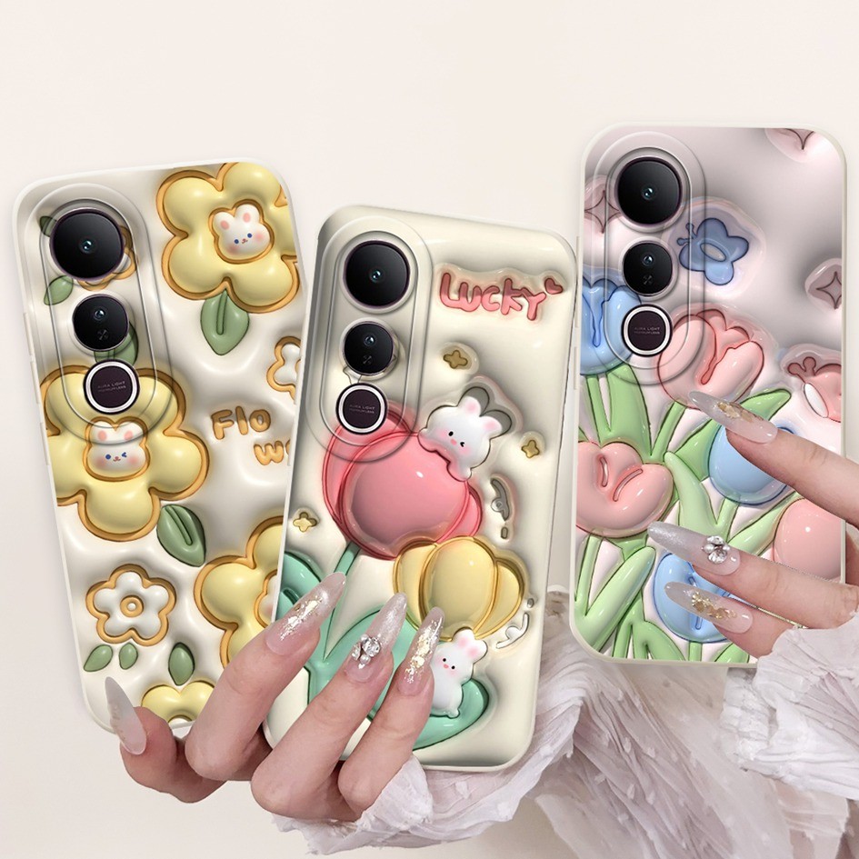 ปกอ่อนสําหรับ Vivo V50 Lite V2441 ปลอก 2025 ยอดนิยม Rose ดอกไม้ Matte ซิลิโคน TPU กันชนสําหรับ Vivo V50Lite 4G เคสโทรศัพท์