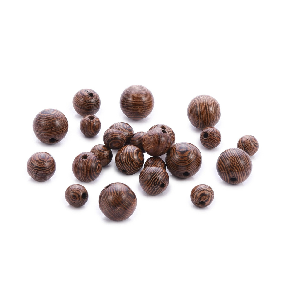 6-10 มม.50pcs ไม้รอบลูกปัด  ไม้หลวมลูกปัดสําหรับสร้อยข้อมือสร้อยคอ DIY เครื่องประดับทํา