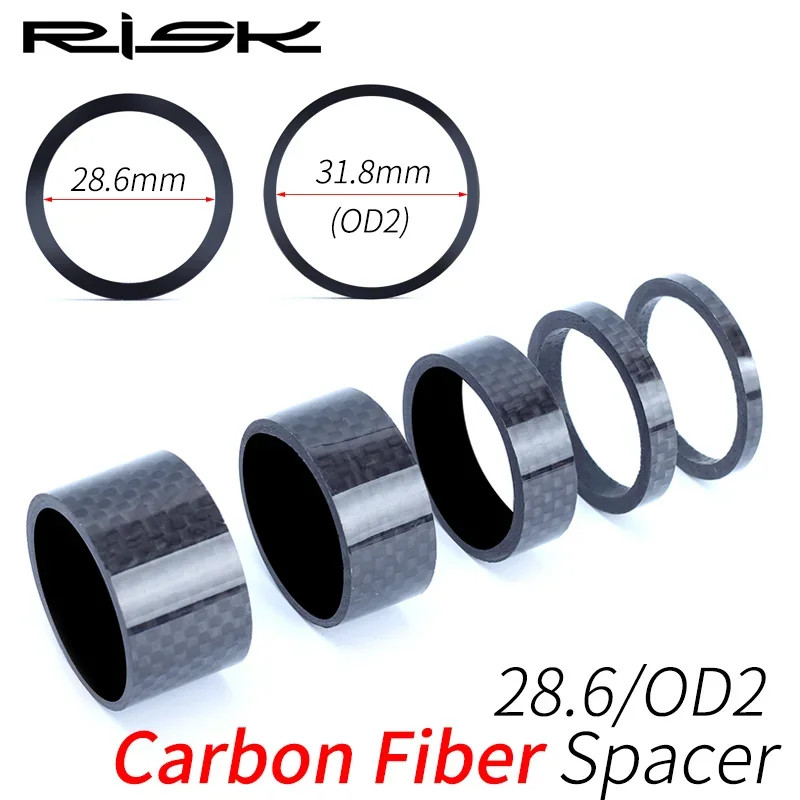 Risk 3K คาร์บอนไฟเบอร์จักรยานด้านหน้าส้อม Spacers สําหรับ 1-1/8 "28.6 มม.1-1/4" 31.8 มม.OD2 MTB Road Bike ชุดหูฟัง Stem ปรับเครื่องซักผ้า
