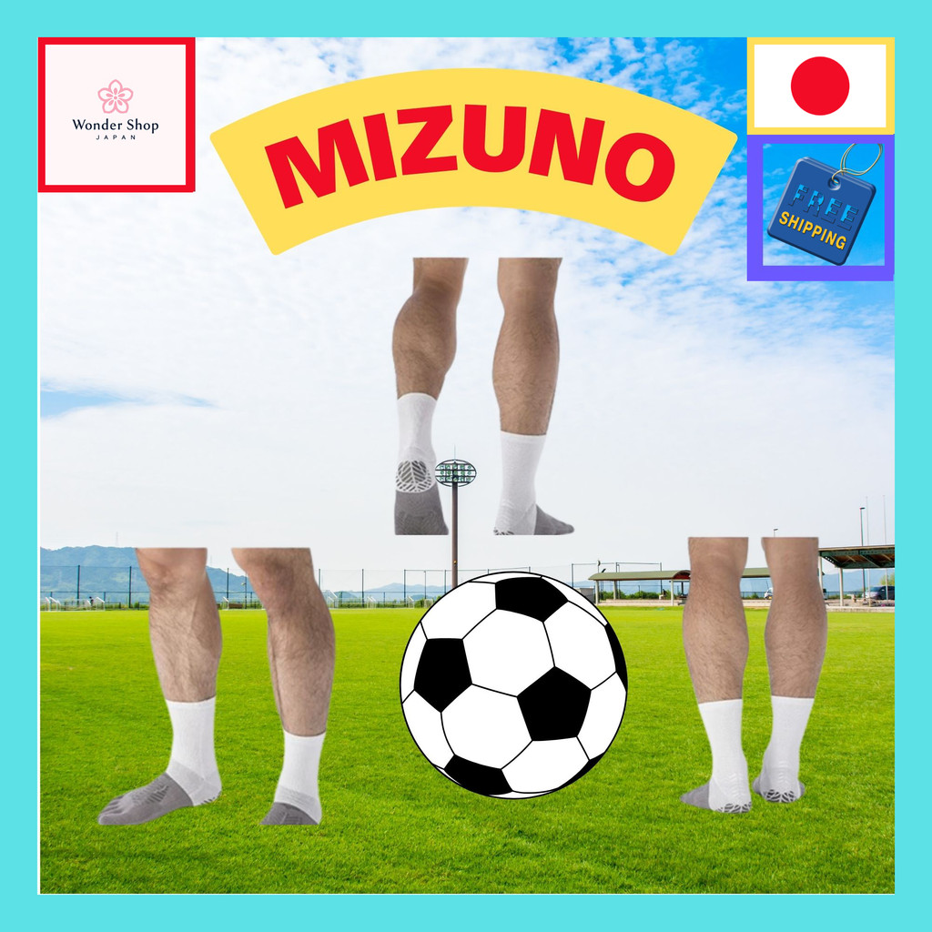 [Mizuno] Soccer Wear Zero Glide Short Socks 5-Finger Grip P2MX2510 White 27.0-29.0 cm【Authentic Japa