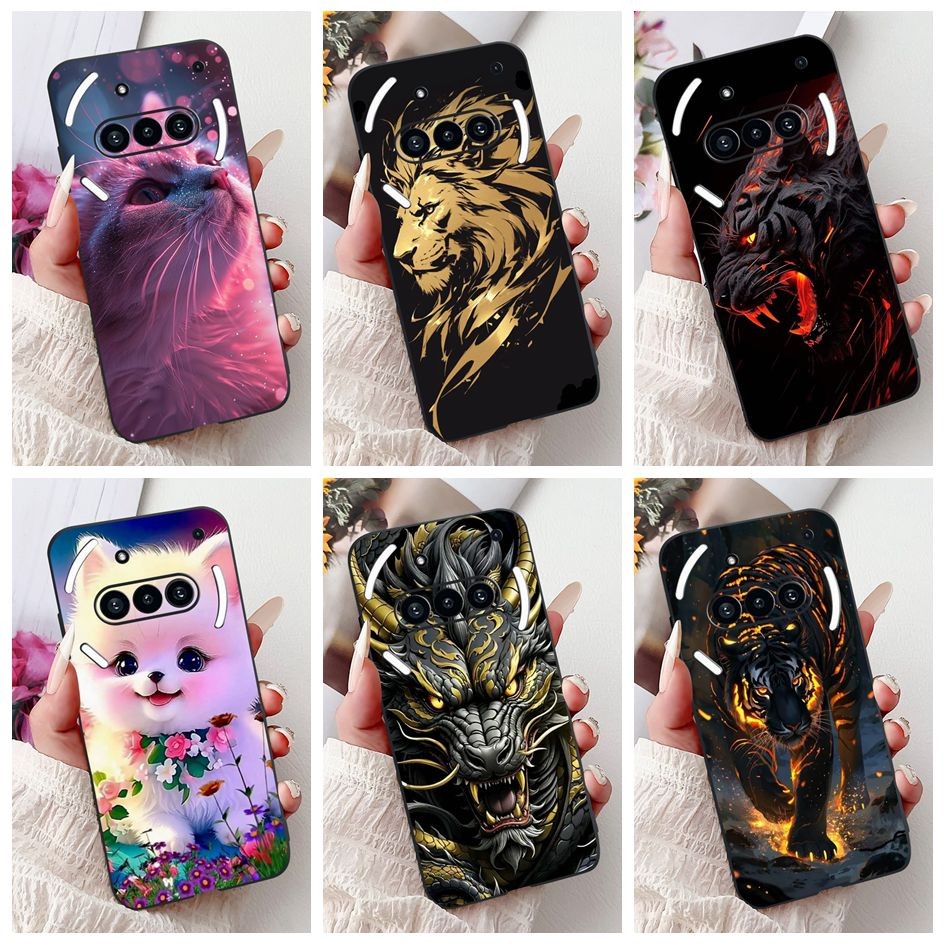 สําหรับไม่มีอะไรโทรศัพท์ 3A Pro กรณีโทรศัพท์ 3aPro A059P ฝาครอบ Cool การ์ตูน Tiger Lion นุ่มสีดําซิล