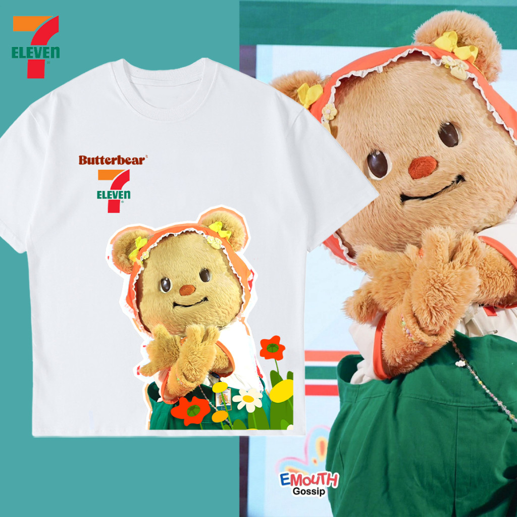 2025 ใหม่ เสื้อน้องหมีเนย หมีเนย  7 11 Seven Eleven x Butterbear T-Shirt ผ้าCotton 100% การ์ตูนน่ารั