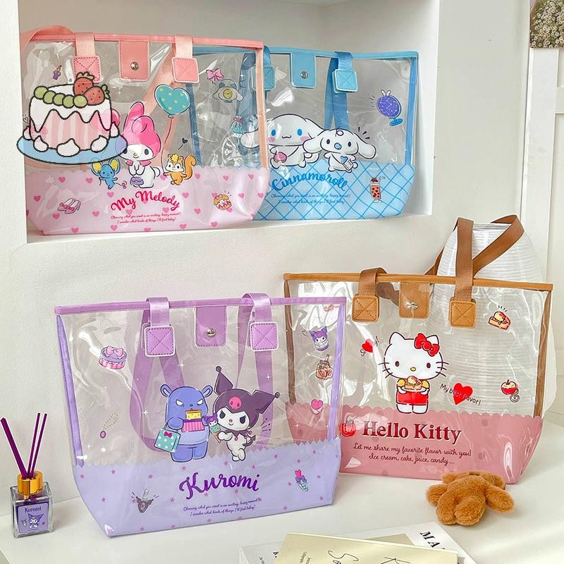 [Sep] Sanrio Hello Kitty กระเป๋าสะพายใส Melody Cinnamoroll กระเป๋าถือความจุขนาดใหญ่กระเป๋าเยลลี่กระเป๋าชายหาดกระเป๋าแป้ง.