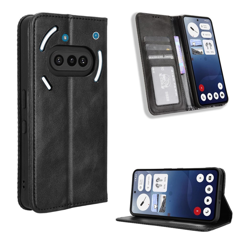 ปลอก for Nothing Phone 3A 5G Vintage Flip Cover Magnetic Business Wallet Case PU Leather Cases Card Holder Stand