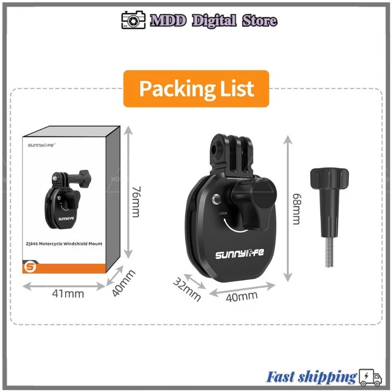 สําหรับ DJI Action 5 Pro/GoPro 13 12/กระเป๋า 3/Insta360 Ace Pro 2 X4 Go 3S คลิปกระจกรถจักรยานยนต์อลูมิเนียม Mount thumbnail 8
