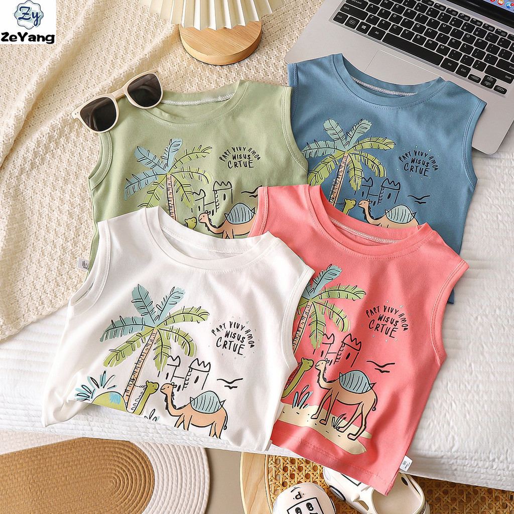 [ZY] 70-150  พร้อมส่ง เสื้อกั๊กลําลอง แขนกุด ผ้าฝ้าย ทรงหลวม ขนาดเล็ก  เข้ากับทุกการแต่งกาย แฟชั่นเรียบง่าย สไตล์เกาหลี สําหรับเด็ก