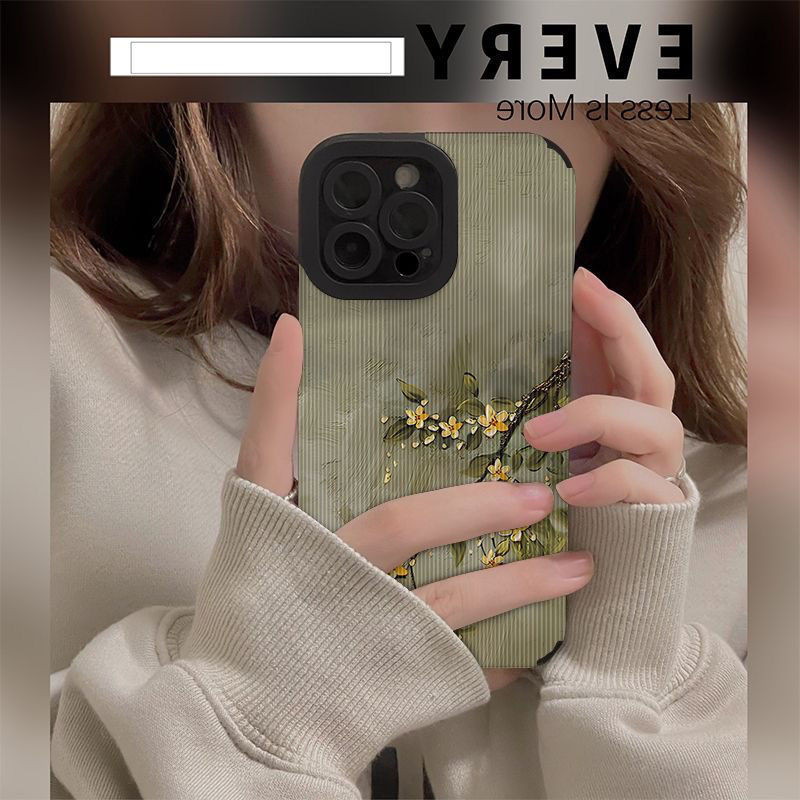 สาขาดอกไม้ดอกไม้สีทอง Iphone15/16promax Apple 13promax เคสโทรศัพท์ Niche 14pro ขั้นสูง 11/12 นุ่ม/Xs Lambskin เคสโทรศัพท์กันกระแทก