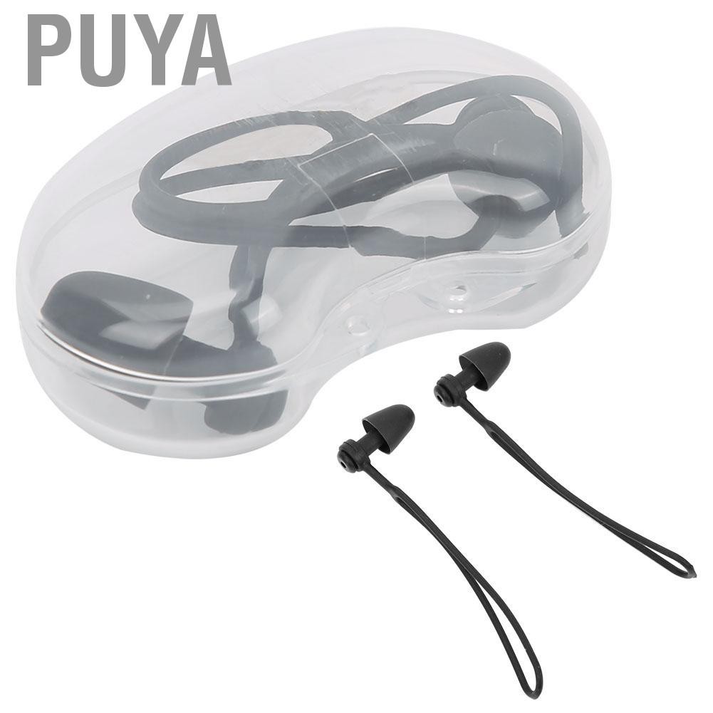 Puya Anti-lost Swimming Earplugs Waterproof Noise Reduction Soft Silicone EarPlugs with Rope for Sle