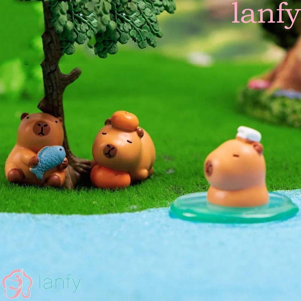 Lanfy โมเดลฟิกเกอร์คาปิบาร่า รูปสัตว์จําลอง ของเล่น สําหรับเก็บสะสม