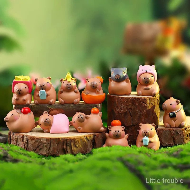 กล่องสุ่ม ตุ๊กตาฟิกเกอร์ Capybara Surprise คาปิบาราจําลอง ขนาดเล็ก ของขวัญวันเกิด คริสต์มาส สําหรับเด็ก
