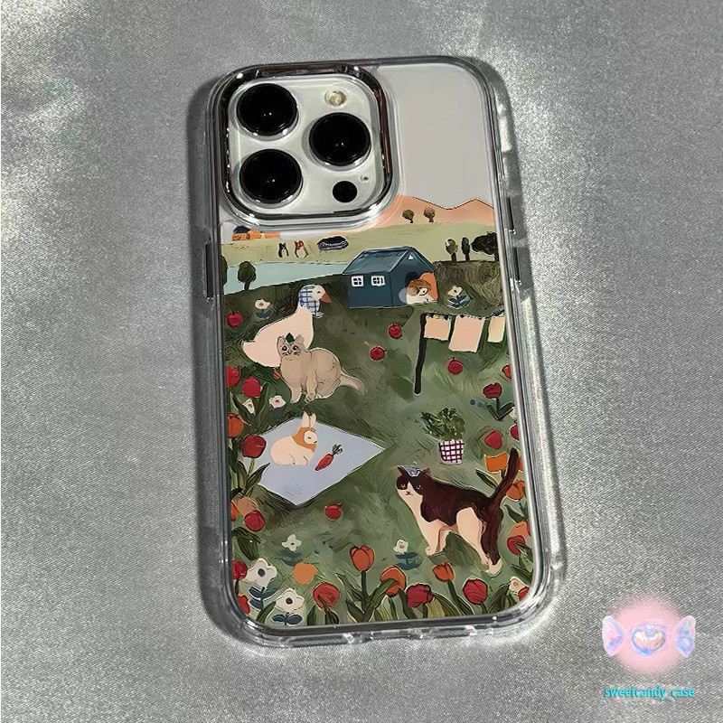 [ท้องถิ่น] หญ้าสัตว์กรอบรูปโลหะเคสโทรศัพท์ใช้งานร่วมกับiPhone X XR XS 11 13 15 12 pro Max 7 8 14 15 Plus SE 2 3 cover - รูปที่ 2