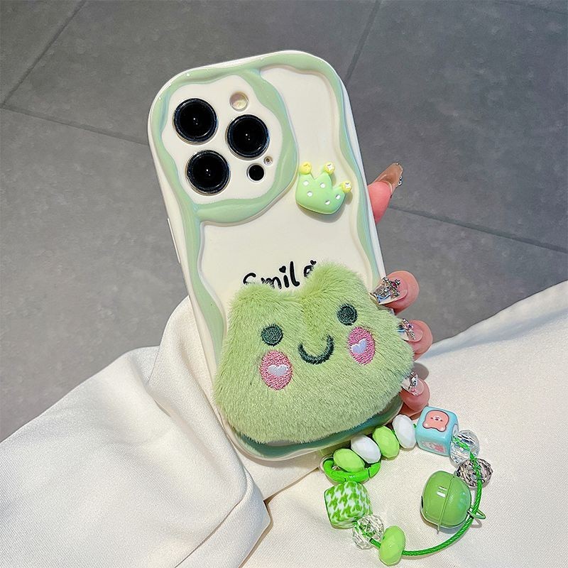 เคสโทรศัพท์มือถือ ผ้ากํามะหยี่ขนนิ่ม กันหล่น ลายกบ สีเขียว สําหรับ IPhone 11 IPhone 14 IPhone 15 ProMax IPhone 1213 ProMax IPhone X XR XS Max IPhone 7 Plus 8 Plus