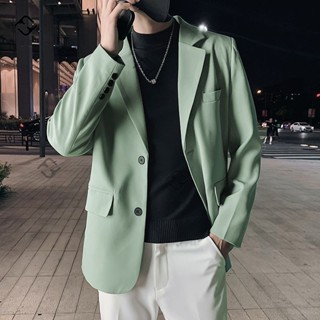 FH เกาหลี เสื้อสูทผู้ชาย สีเขียว หล่อ ชุดสูทผู้ชาย oversize …