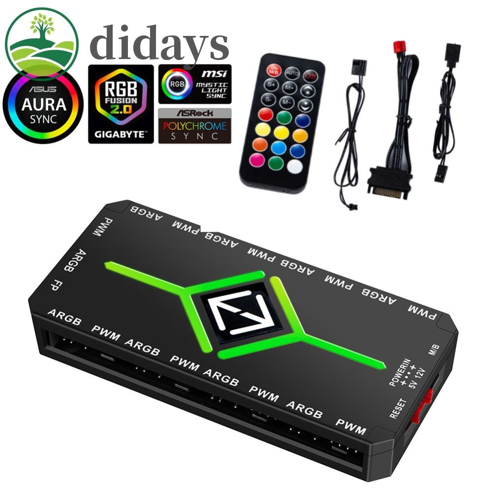 1 ถึง 9 3 in 1 PWM ARGB ฮับแยกพัดลม PWM ฮับดูดแม่เหล็ก พร้อมรีโมต