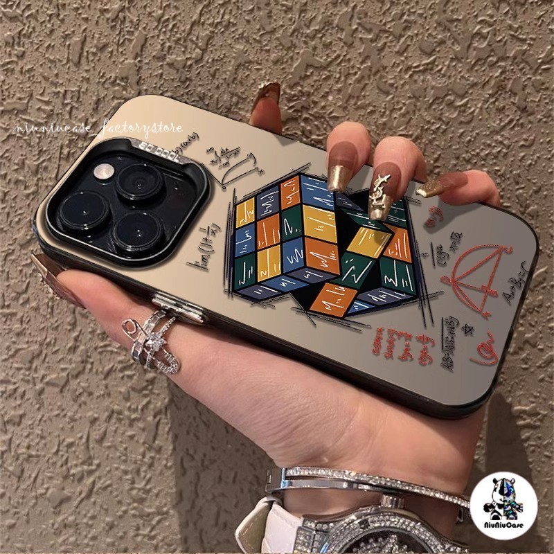 สําหรับ iPhone 13 12 14 11 15 Pro Max XR X XS SE 7 8 Plus เคส สูตรคณิตศาสตร์ลูกบาศก์รูบิค ป้องกันการตก ซิลิโคนนุ่ม Case - รูปที่ 5