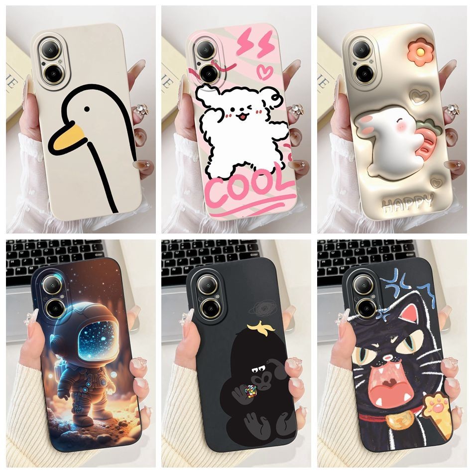 สําหรับ Realme C67 4G เลนส ์ ป ้ องกัน RealmeC67 C 67 4G RMX3890 เป ็ ดน ่ ารักแมวนักบินอวกาศการ ์ ตูน Candy สีซิลิโคนอ ่ อนกรณี