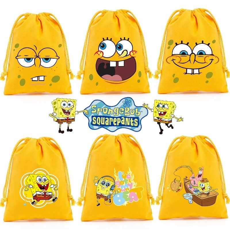 Spongebob SquarePants กระเป ๋ าหูรูด , กระเป ๋ าเก ็ บตุ ๊ กตาคุณภาพสูงและสะดวกสบาย , กระเป ๋ าหูรูด , ถุงของขวัญการ ์ ตูน , ของขวัญวันเกิดเด ็ กน ่ ารักและทันสมัย