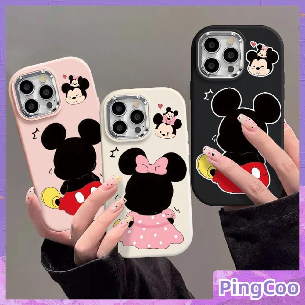 สําหรับiphone 15 Pro Max iPhone 11 กรณีหรูหราElectroplating SoftซิลิโคนAirกระเป๋ากันกระแทกน่ารักสีดําเมาส์ใช้งานร่วมกับiPhone 14 13 12 11 XS XR 7 Plus 8 Plus